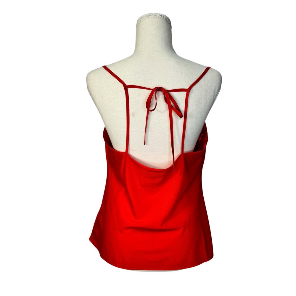 Cowl Neck Camisole Red Satin Slip Tank Women's 8 Y2K Summer Party Date Night - Picture 3 of 16